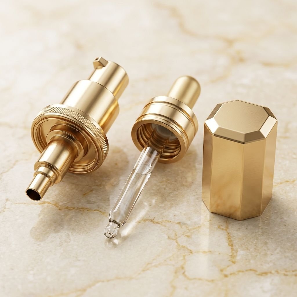 Gold pump, dropper and cap