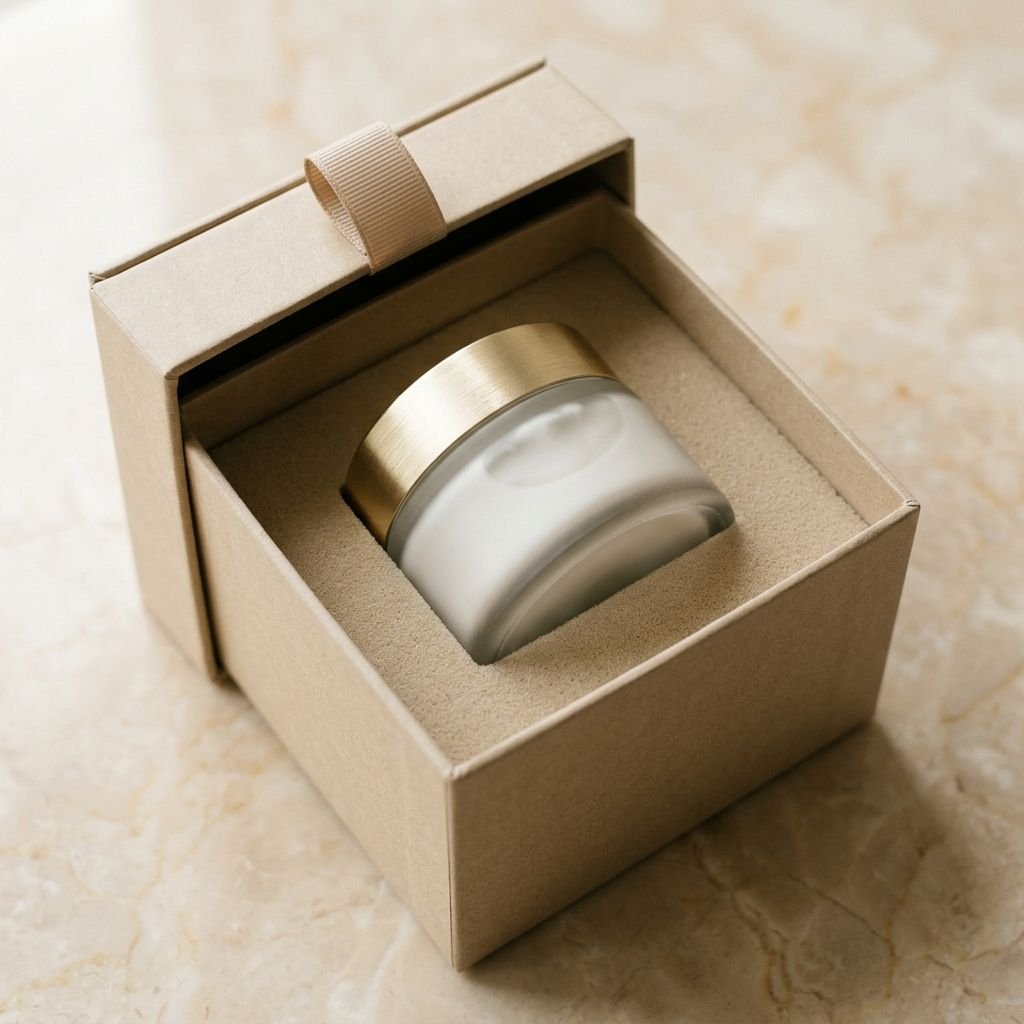 Cream jar presented in a fitted gift box